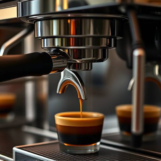 Espresso machine brewing a shot of espresso into a cup